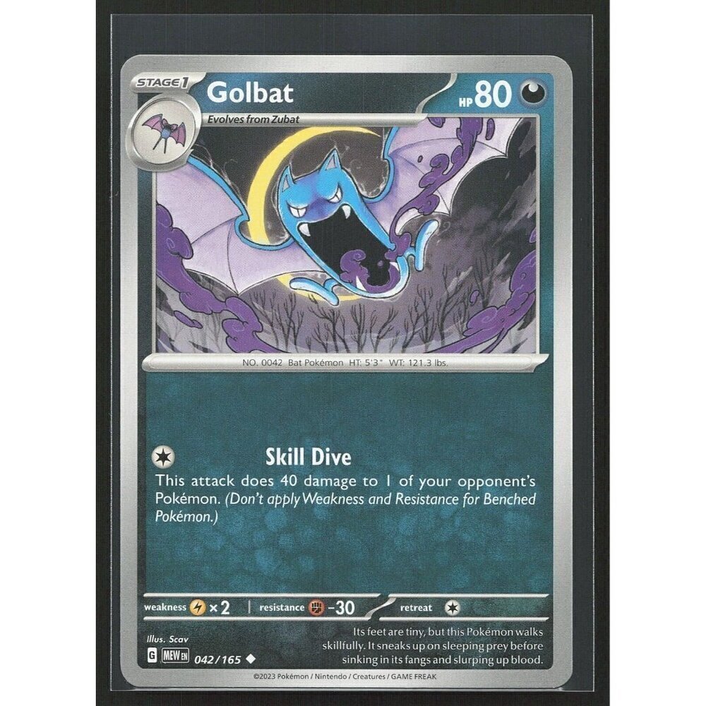 Golbat 042/165 - Scarlet & Violet Pokemon 151 - Uncommon - Regular - Card  - NM